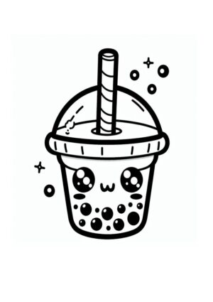 Kawaii Bubble Tea Malvorlage
