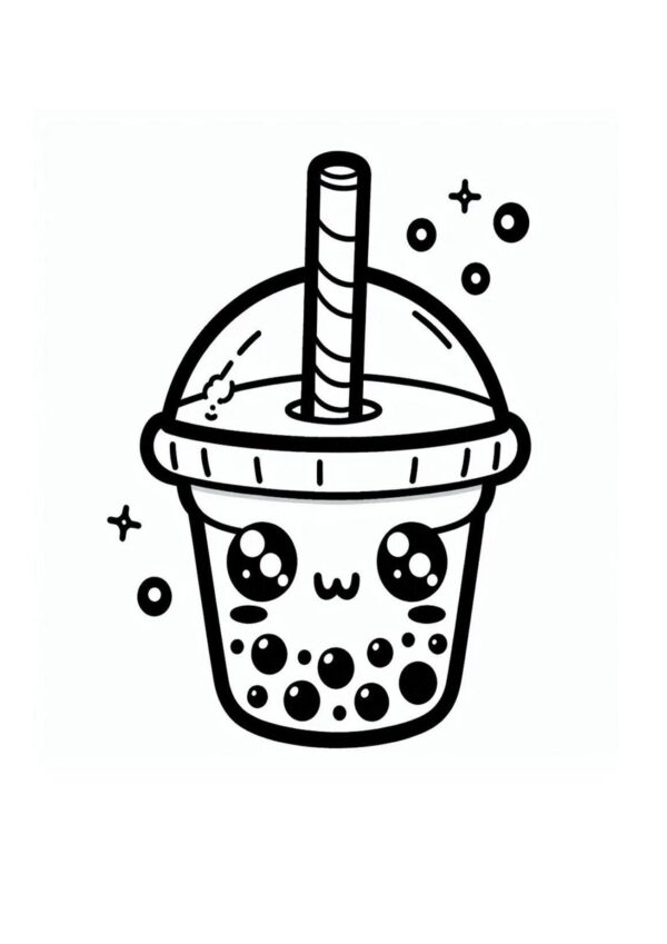 Kawaii Bubble Tea Malvorlage