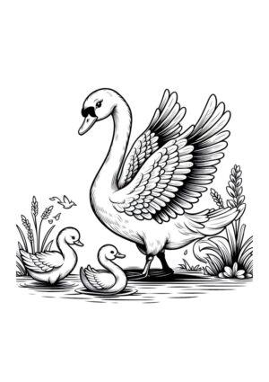 Malvorlage mit schönen Schwänen