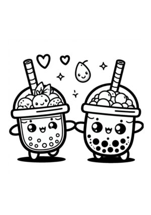 Niedliche Bubble Tea Malvorlage