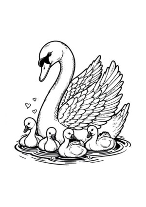 Schwan Mutter mit kleinen Küken