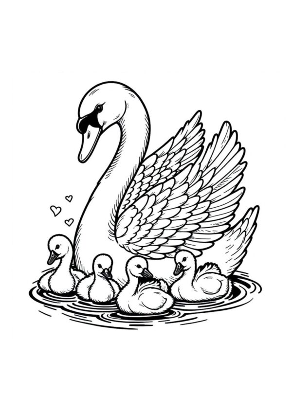 Schwan Mutter mit kleinen Küken