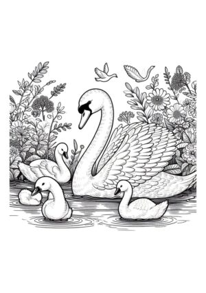 Schwanen Familie auf dem See