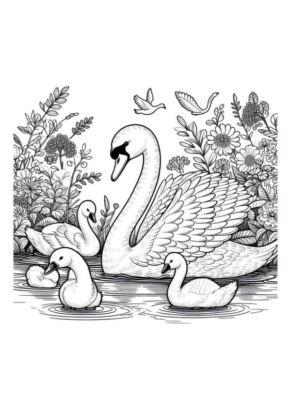 Schwanen Familie auf dem See