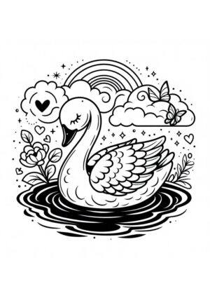 Schwimmender Schwan Ausmalbild