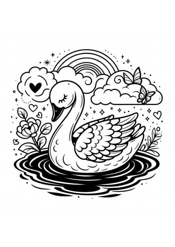 Schwimmender Schwan Ausmalbild