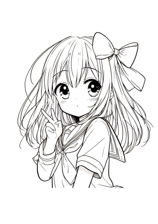 Süßes Anime Mädchen - Malvorlage