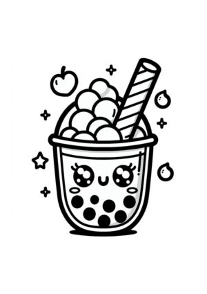 Süßes Bubble Tea Ausmalbild