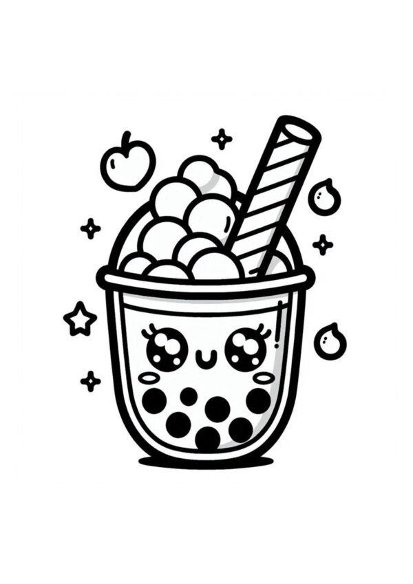 Süßes Bubble Tea Ausmalbild