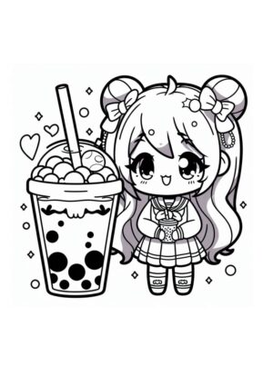Süßes Mädchen mit Bubble Tea