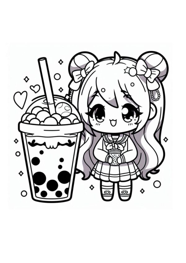 Süßes Mädchen mit Bubble Tea